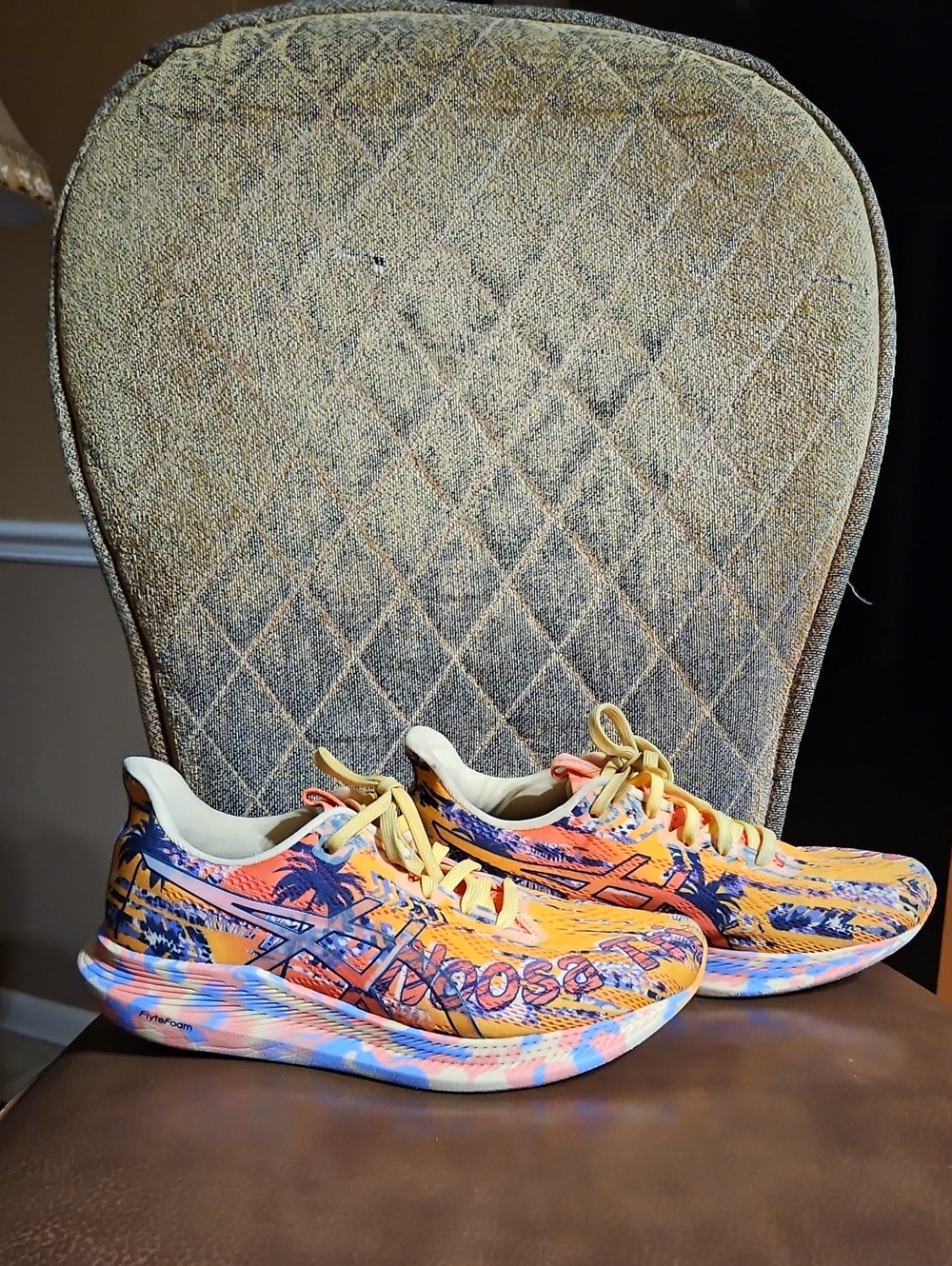 Asics Noosa Tri 14 Tropical Orange Pop Lace Up Sneakers Running Shoes Palm Tree